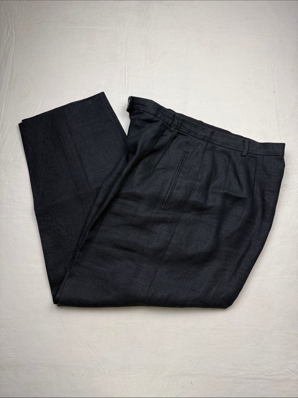 Giorgio Armani Black Women's Tailored Linen Pleated Front Pants Size 10P